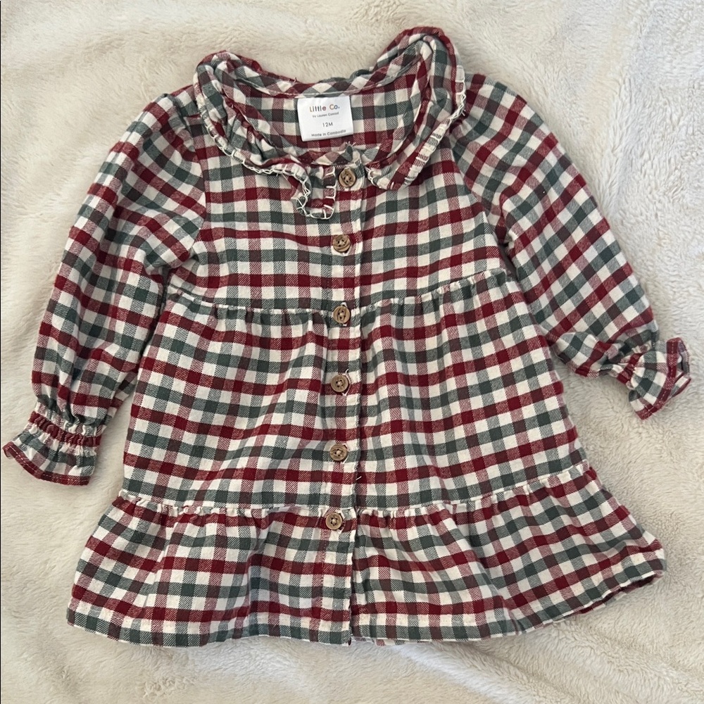 Little Co Plaid Button-Up Baby Dress